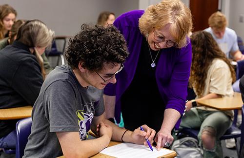 Faculty Helping Student in Class